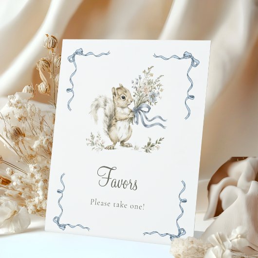 Forest Woodland Blue Bow Squirrel Diaper Raffle  Sockelschild