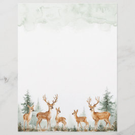Forest Woodland Deer Water Color Papier
