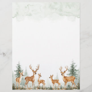 Forest Woodland Deer Water Color Papier