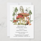 Forest Woodlands Boy erster Geburtstag Einladung (Vorderseite)