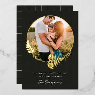 Forest Wreath Frohe Weihnachts Gold Foil Foto Foil Folien Feiertagskarte