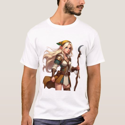 Forestblade Elven Druid Adventurer T-Shirt (Vorderseite)
