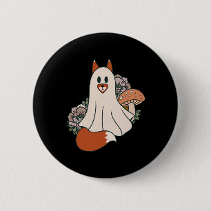 Forestcore Fox Whimsigoth Vintag Halloween Ghost Button