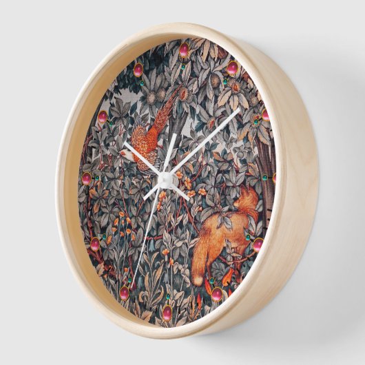FORESTIERE Pheasant Red Fox Gray Floral Uhr (Winkel)