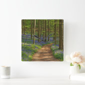 Forests | Bluebell Forest in Belgium Quadratische Wanduhr (Zuhause)