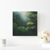 Forests | Ferns in Rainforest Quadratische Wanduhr (Zuhause)