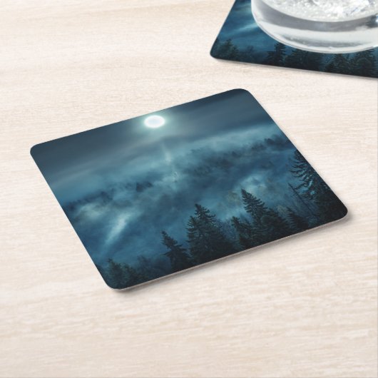 Forests Moonlit Forest Rechteckiger Pappuntersetzer (angewinkelt)