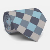Foreut Blue Gray Cotton Seed Checkerboard Krawatte (Gerollt)