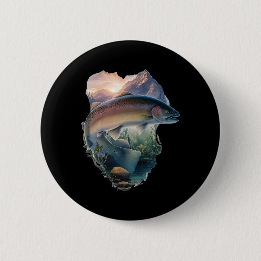 Foreut Fischen Berge Natur Fischer Button (Vorderseite)
