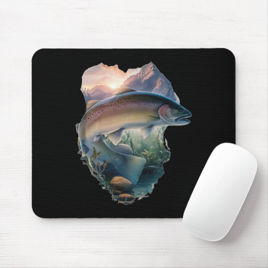 Foreut Fischen Berge Natur Fischer Mousepad (Mit Mouse)