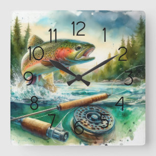 Foreut Fishing Quadratische Wanduhr