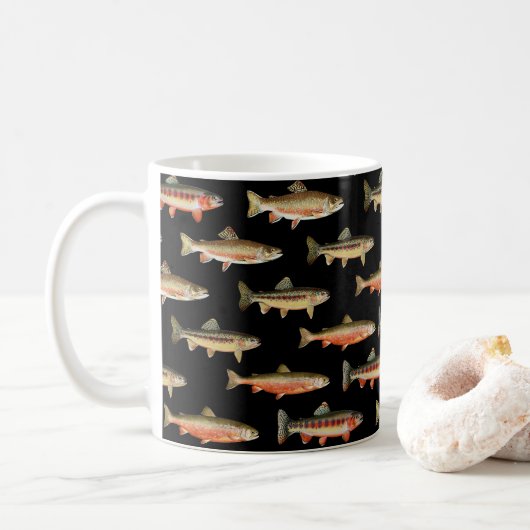 Foreut Galore Schwarzer Fischfang Kaffeetasse (Mit Donut)