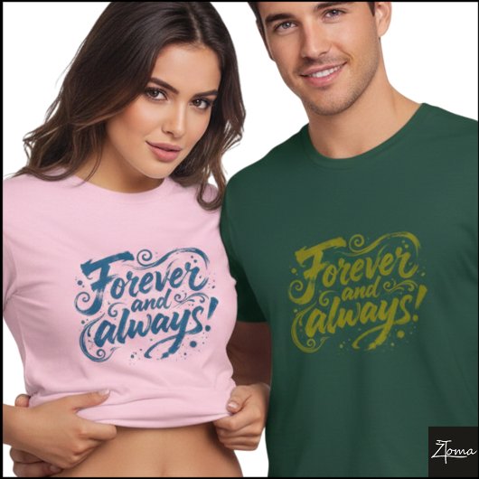 Forever Always Brush Script Quote Grunge T-Shirt