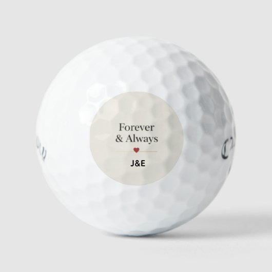 Forever & Always Custom Initials Romantic Golf Bal Golfball (Vorderseite)
