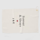 Forever & Always Custom Initials Romantic Golf Tow Golfhandtuch (Horizontal)