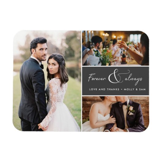 Forever & Always Gray Foto Danke Collage Magnet (Horizontal)