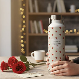 Forever & Always" Minimalist Red Heart Pattern - C Trinkflasche