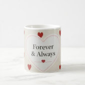 "Forever & Always" minimalist rotes Herz Muster -  Kaffeetasse (Mittel)