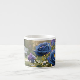 Forever & Always - Romantische blaue Rose Blumenge Espressotasse