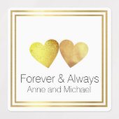 Forever & Always, zwei Imitate Goldherzen Hochzeit Etiketten (Design 1)
