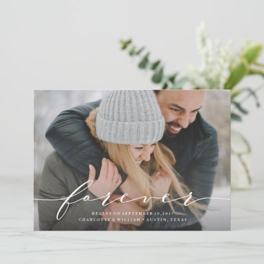 Forever beginnt Save the Date Foto Ankündigung (Stehend Vorderseite)
