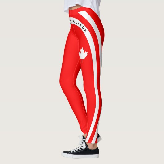 FOREVER CANADA (weißer Ahorn auf rot) Leggings (Links)