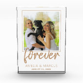 Forever Elegant Golden Script Wedding Keepake Fotoblock (Vorderseite)