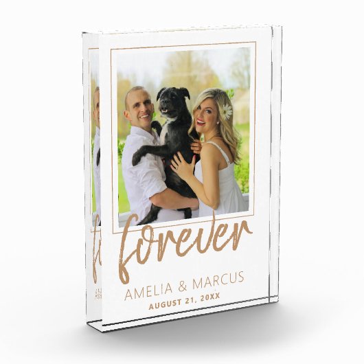 Forever Elegant Golden Script Wedding Keepake Fotoblock (Links)