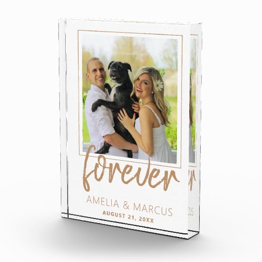 Forever Elegant Golden Script Wedding Keepake Fotoblock (Rechts)