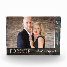 Forever Elegant Rustic Wood Script Hochzeit Fotoblock