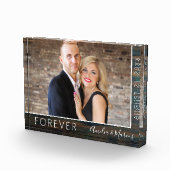 Forever Elegant Rustic Wood Script Hochzeit Fotoblock (Rechts)