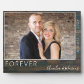 Forever Elegant Rustic Wood Script Hochzeitsschrei Fotoplatte (Vorderseite)