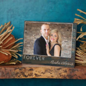 Forever Elegant Rustic Wood Script Hochzeitsschrei Fotoplatte (Seite)