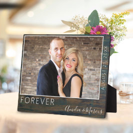 Forever Elegant Rustic Wood Script Hochzeitsschrei Fotoplatte