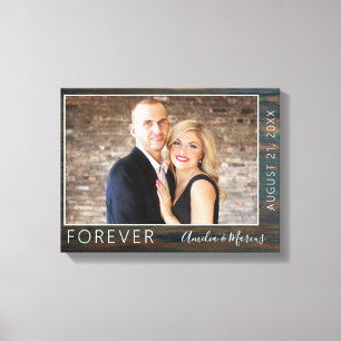 Forever Elegant Rustic Wood Script Hochzeitsschrei Leinwanddruck