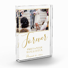 Forever Elegante Golden Script Hochzeit Fotoblock