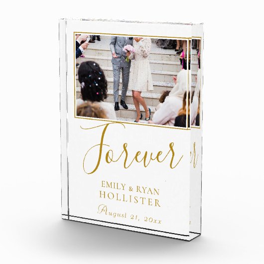 Forever Elegante Golden Script Hochzeit Fotoblock (Rechts)
