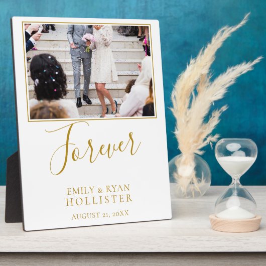 Forever Elegantes Golden Script Hochzeitsskript Fo Fotoplatte (Seite)