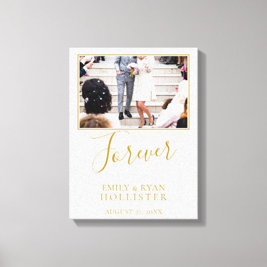 Forever Elegantes Golden Script Hochzeitsskript Fo Leinwanddruck (Vorderseite)