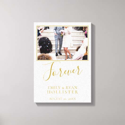 Forever Elegantes Golden Script Hochzeitsskript Fo Leinwanddruck (Vorderseite)