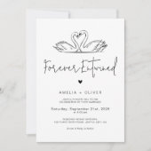 Forever Entwined Minimalist Script Swans Wedding Einladung (Vorderseite)