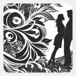 Forever Enwined: Romantische Silhouette Couple Quadratischer Aufkleber