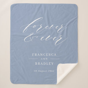 Forever & Ever Dusty Blue Calligraphy Wedding Gift Sherpadecke