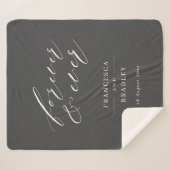 Forever & Ever Graue Kalligrafie Hochzeitsgeschenk Sherpadecke (Vorderseite (Horizontal))