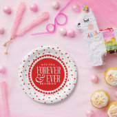 Forever & Ever Valentines Red Circle Hearts Pappteller (Party)