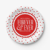 Forever & Ever Valentines Red Circle Hearts Pappteller (Vorderseite)