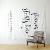 Forever fängt hier an - Personalisierter Hochzeitb Wandteppich (Beispiel (Horizontal))