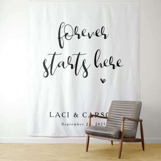 Forever fängt hier an - Personalisierter Hochzeitb Wandteppich (Beispiel)