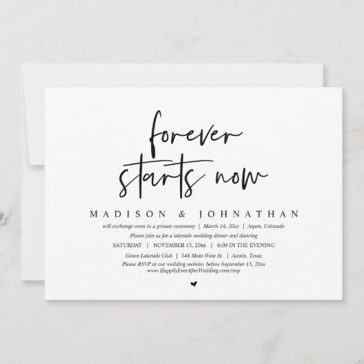 Forever fängt jetzt an, Elopement-Party Einladung (Vorderseite)