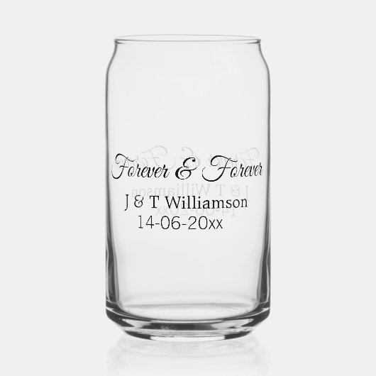 Forever & Forever fügen Sie Ehegatten Datum Liebe Dosenglas (Rückseite)